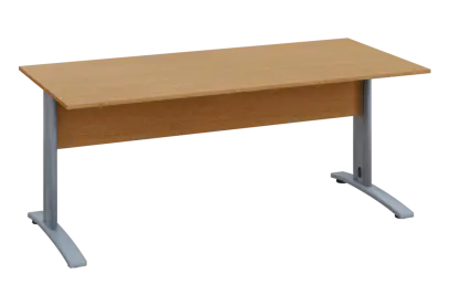 EPK 28 - 18 stůl kancelářský, kovová podnož stříbrná, deska 25 mm, široký 1800 mm, buk Royal